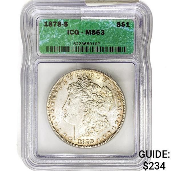 1878-S Morgan Silver Dollar ICG MS63