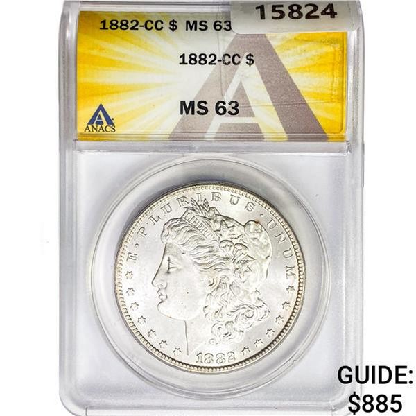 1882-CC Morgan Silver Dollar ANACS MS63