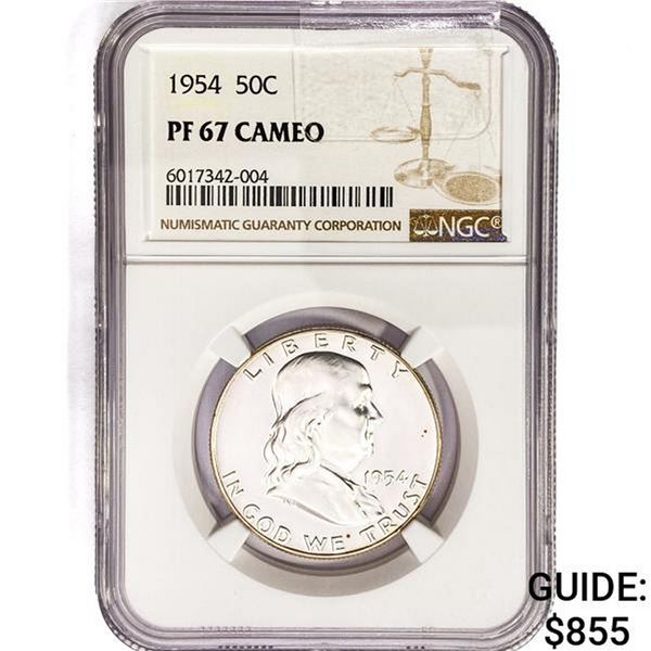1954 Franklin Half Dollar NGC PF67 Cameo