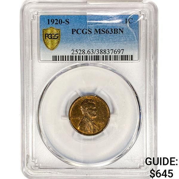 1920-S Wheat Cent PCGS MS63 BN