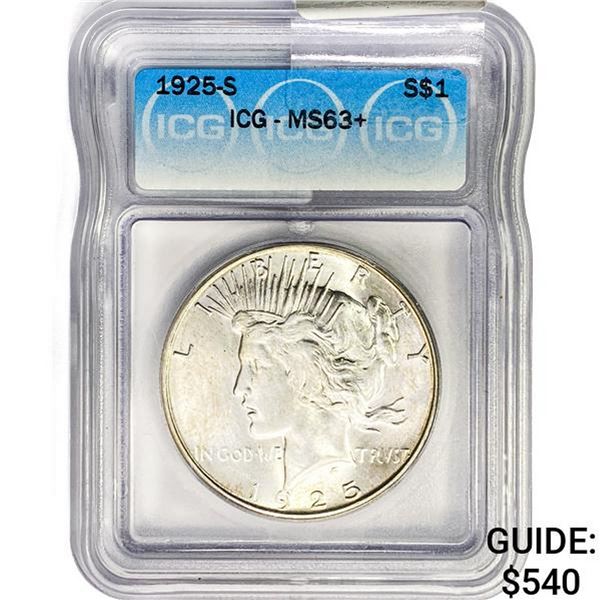 1925-S Silver Peace Dollar ICG MS63+