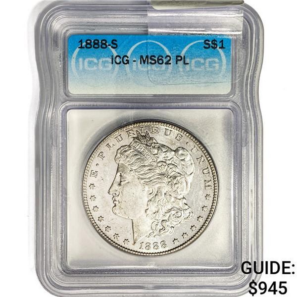 1888-S Morgan Silver Dollar ICG MS62 PL