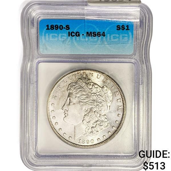 1890-S Morgan Silver Dollar ICG MS64