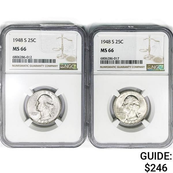 1948-S [2] Washington Silver Quarter NGC MS66