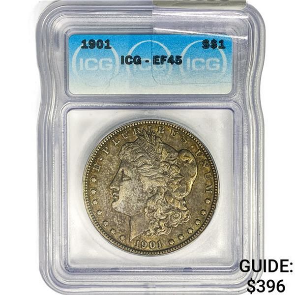 1901 Morgan Silver Dollar ICG EF45