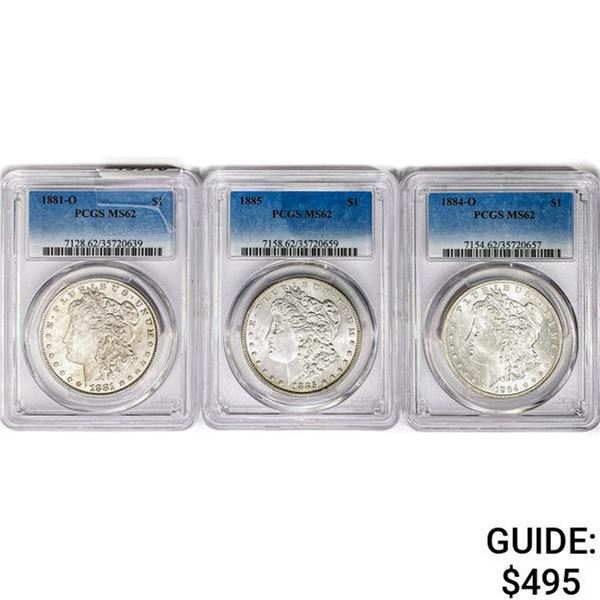 1881-1885 [3] Morgan Silver Dollar PCGS MS62