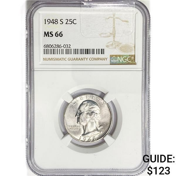 1948-S Washington Silver Quarter NGC MS66