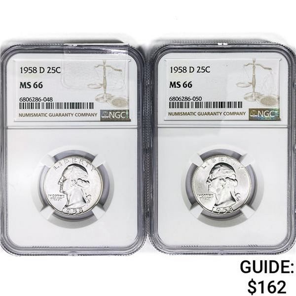 1958-D [2] Washington Silver Quarter NGC MS66