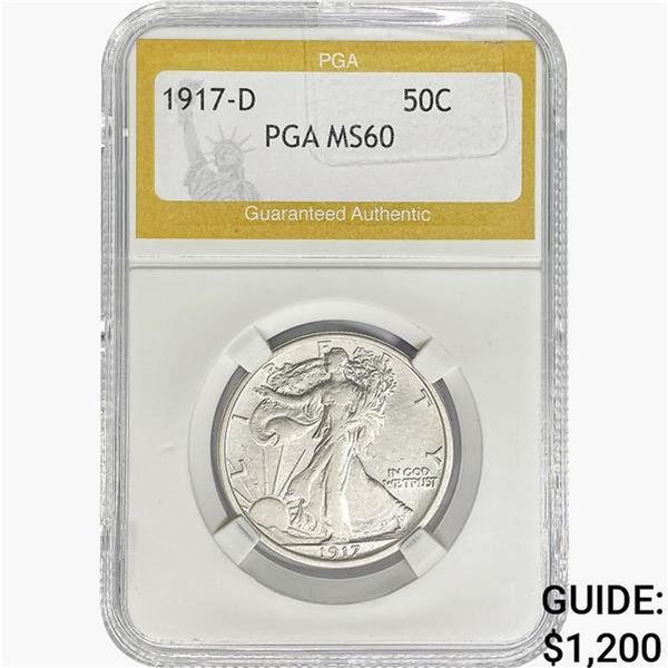 1917-D Walking Liberty Half Dollar PGA MS60