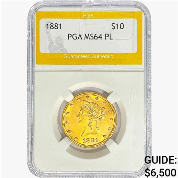 1881 $10 Gold Eagle PGA MS64 PL