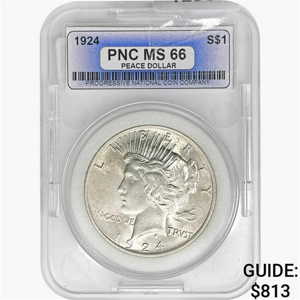 1924 Silver Peace Dollar PNC MS66