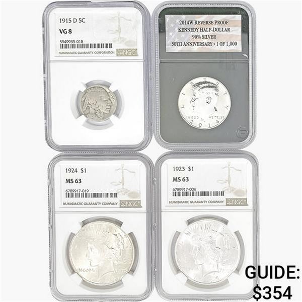 1915-2014 [4] US Varied Silver Coinage NGC/PCS
