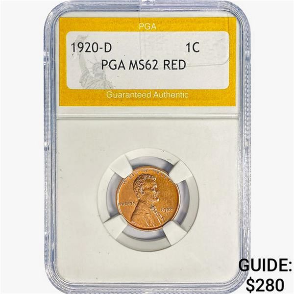 1920-D Wheat Cent PGA MS62 RED