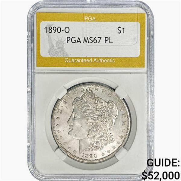 1890-O Morgan Silver Dollar PGA MS67 PL
