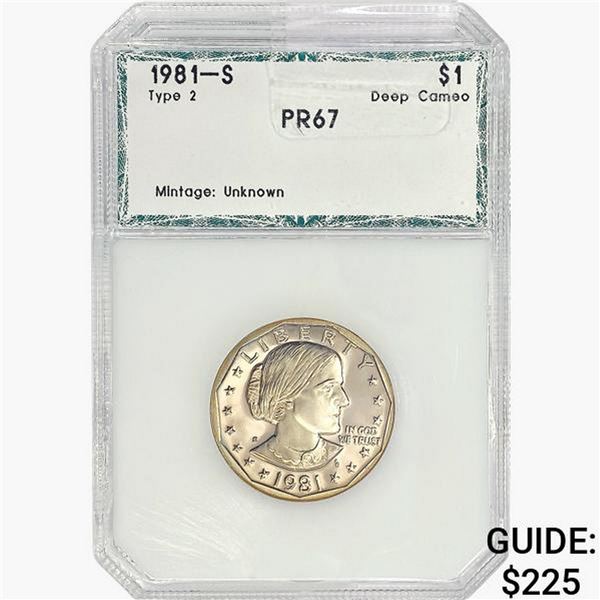 1981-S SBA SILV Dollar PCI PR67 Deep Cameo Ty2
