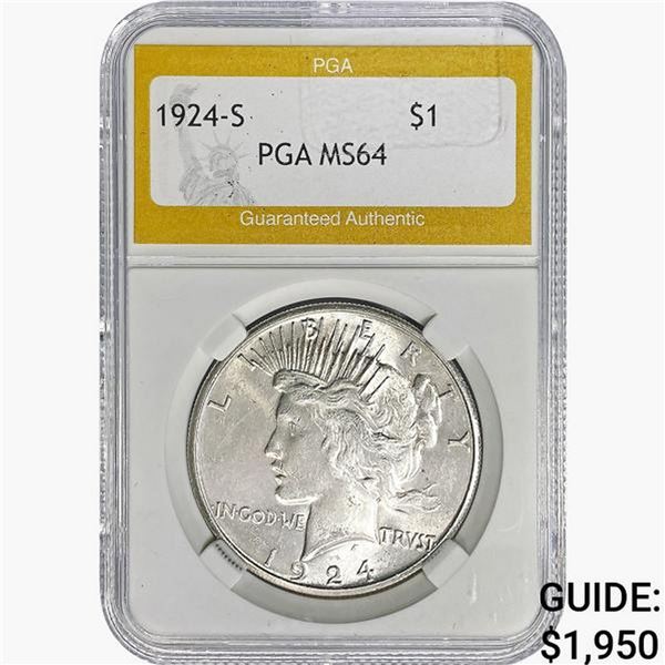 1924-S Silver Peace Dollar PGA MS64