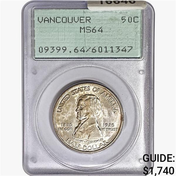 1925 Vancouver Half Dollar PCGS MS64