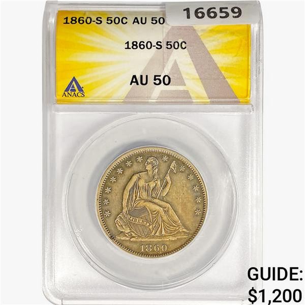 1860-S Seated Liberty Half Dollar ANACS AU50