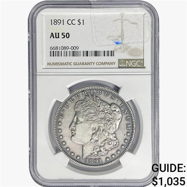 1891-CC Morgan Silver Dollar NGC AU50