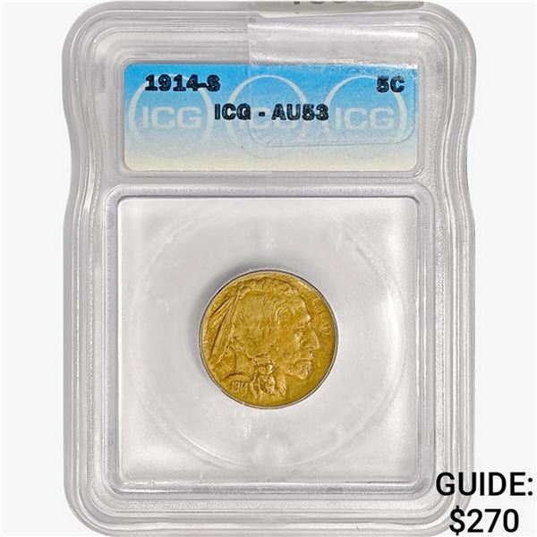 1914-S Buffalo Nickel ICG AU53