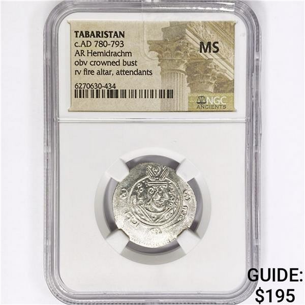 AD 780-793 Tabaristan AR Hemidrachm NGC MS
