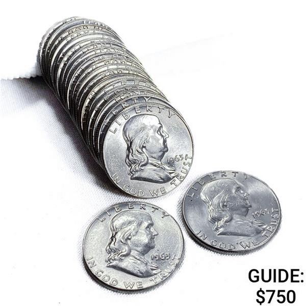 1963 Unc. Roll of Franklin Half Dollars [20 Coins]