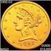 Image 1 : 1892-CC $5 Gold Half Eagle CHOICE BU