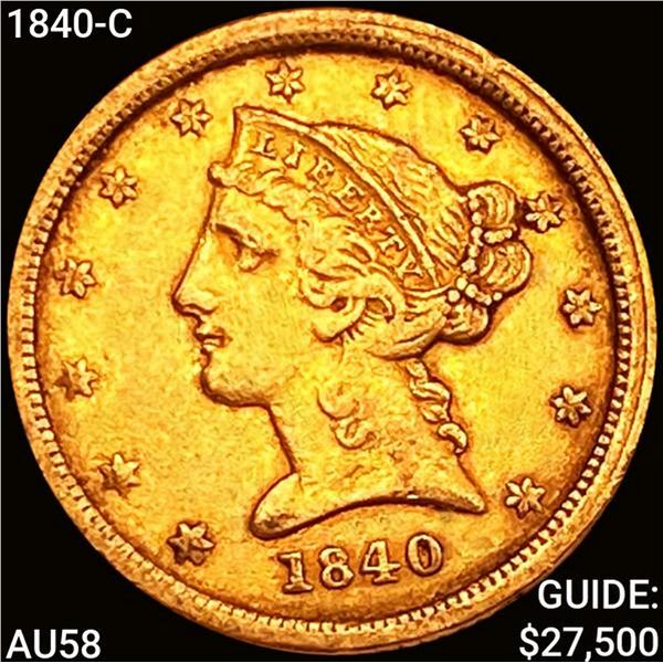 1840-C $5 Gold Half Eagle CHOICE AU