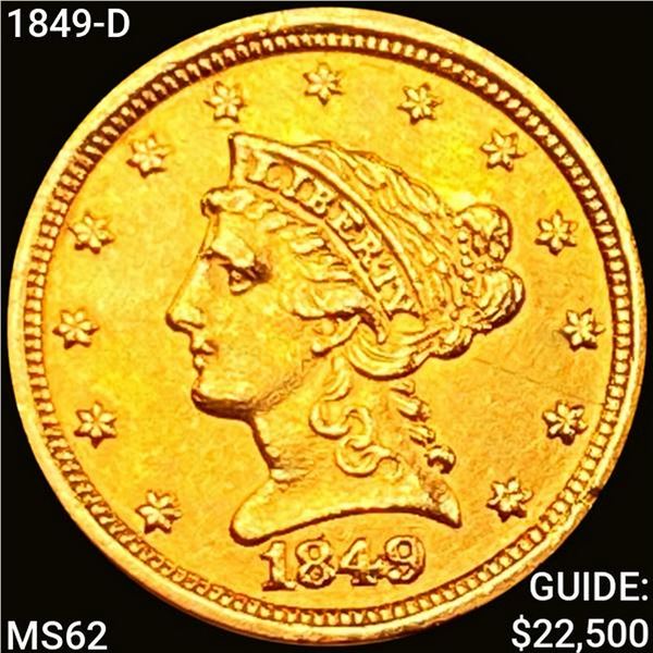 1849-D $2.50 Gold Quarter Eagle UNCIRCULATED