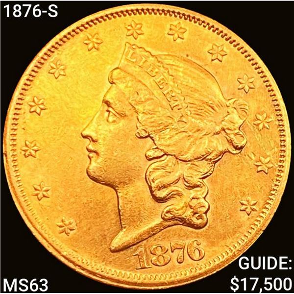 1876-S $20 Gold Double Eagle CHOICE BU
