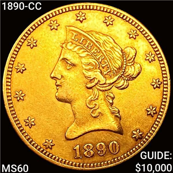 1890-CC $10 Gold Eagle CLOSELY UNCIRCULATED