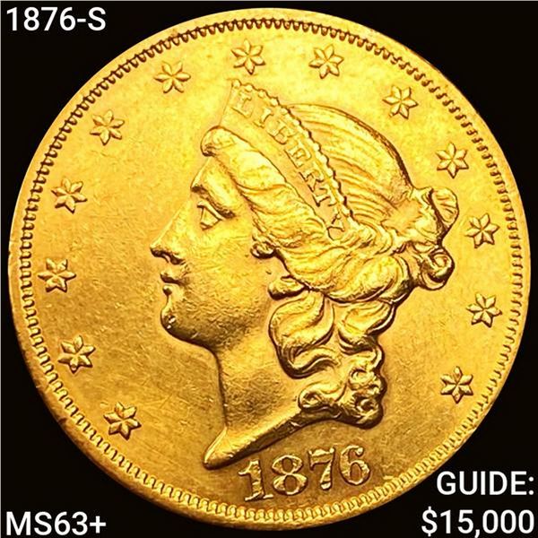 1876-S $20 Gold Double Eagle CLOSELY UNCIRCULATED