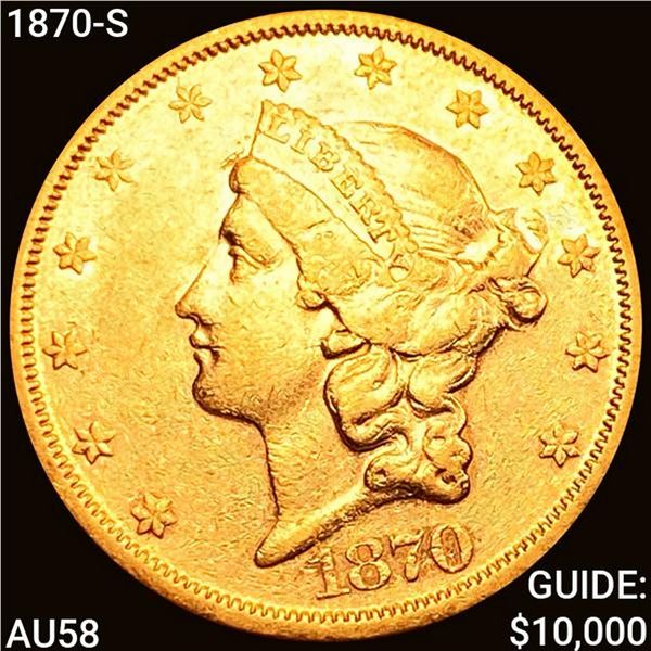 1870-S $20 Gold Double Eagle CHOICE BU