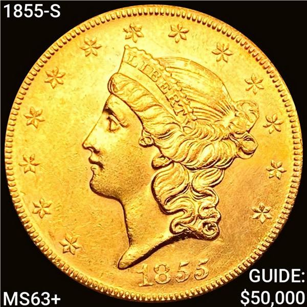 1855-S $20 Gold Double Eagle UNCIRCULATED