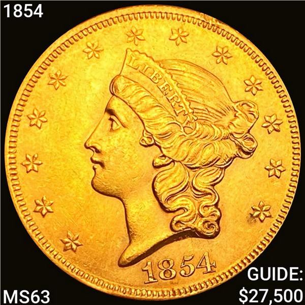 1854 $20 Gold Double Eagle UNCIRCULATED