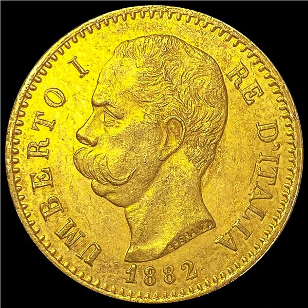 1882-R Italy .1867oz Gold 20 Lire UNCIRCULATED