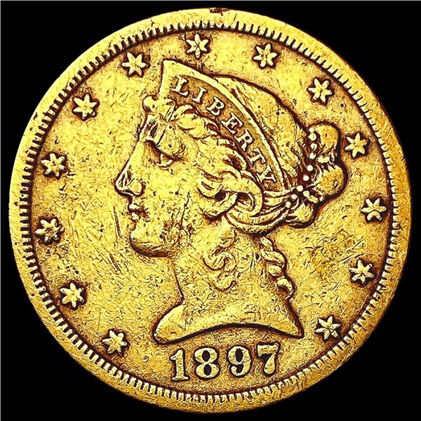 1897-S $5 Gold Half Eagle CHOICE AU