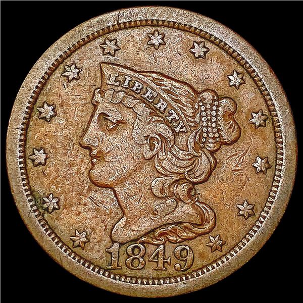 1849 Braided Hair Half Cent LIGHTLY CIRCULATED