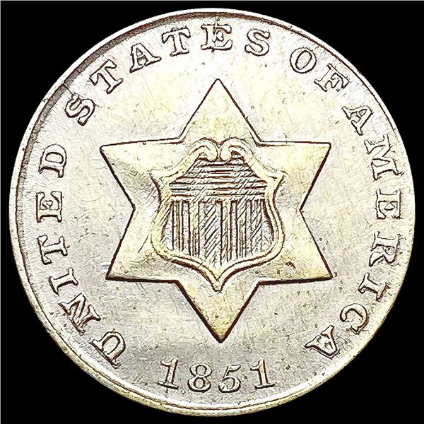 1851 Silver Three Cent UNCIRCULATED