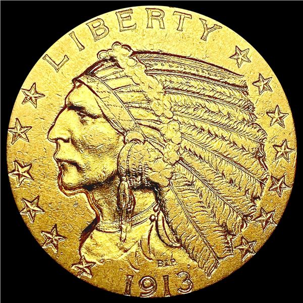 1913 $5 Gold Half Eagle CLOSELY UNCIRCULATED