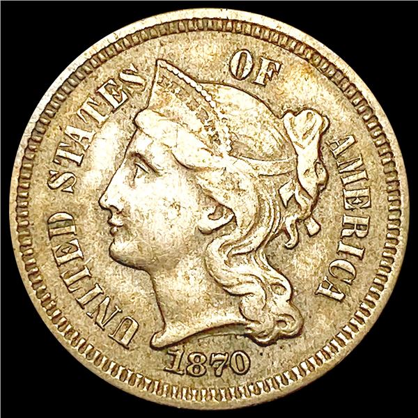 1870 Nickel Three Cent CLOSELY UNCIRCULATED