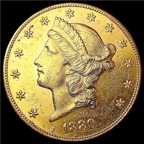 1880-S $20 Gold Double Eagle CLOSELY UNCIRCULATED