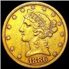 Image 1 : 1886-S $5 Gold Half Eagle CLOSELY UNCIRCULATED