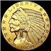 Image 1 : 1908 $5 Gold Half Eagle NEARLY UNCIRCULATED