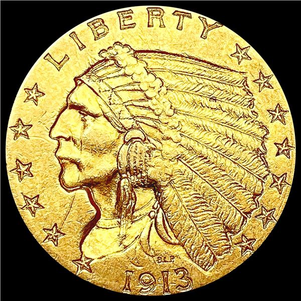 1913 $2.50 Gold Quarter Eagle CLOSELY UNCIRCULATED
