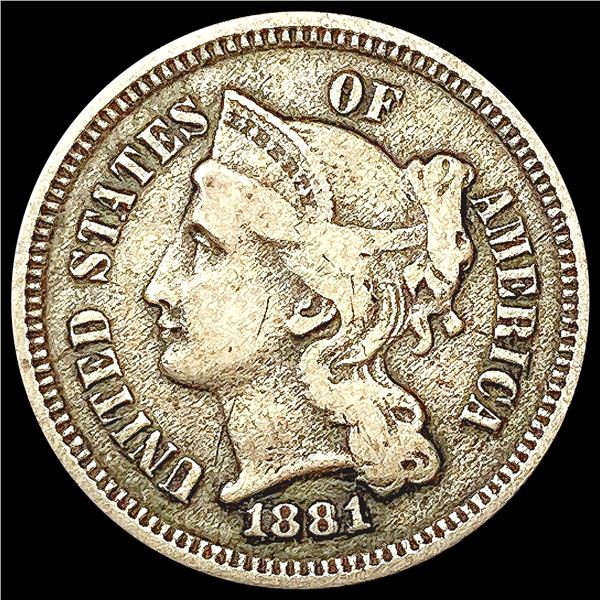 1881 Nickel Three Cent NICELY CIRCULATED