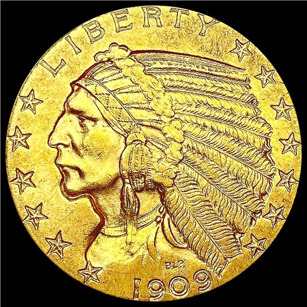 1909-D $5 Gold Half Eagle CLOSELY UNCIRCULATED