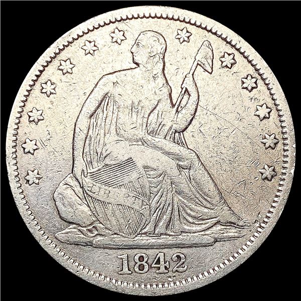 1842 Seated Liberty Half Dollar NICELY CIRCULATED