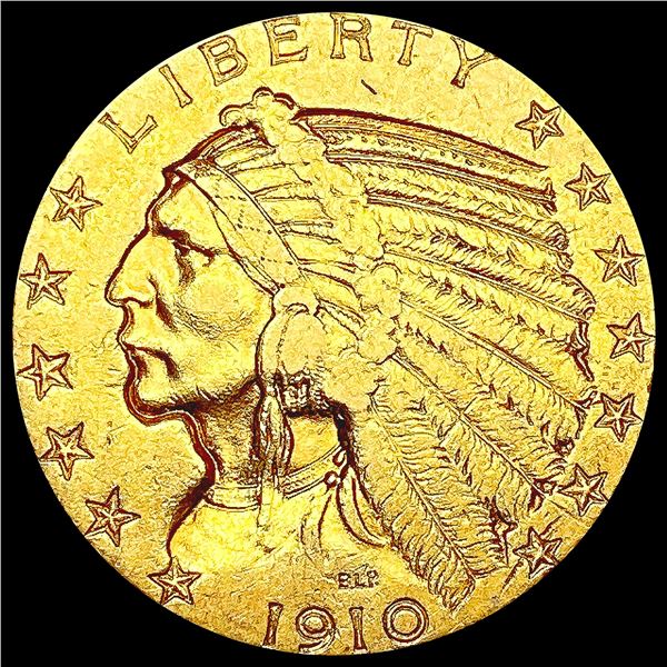 1910-S $5 Gold Half Eagle LIGHTLY CIRCULATED