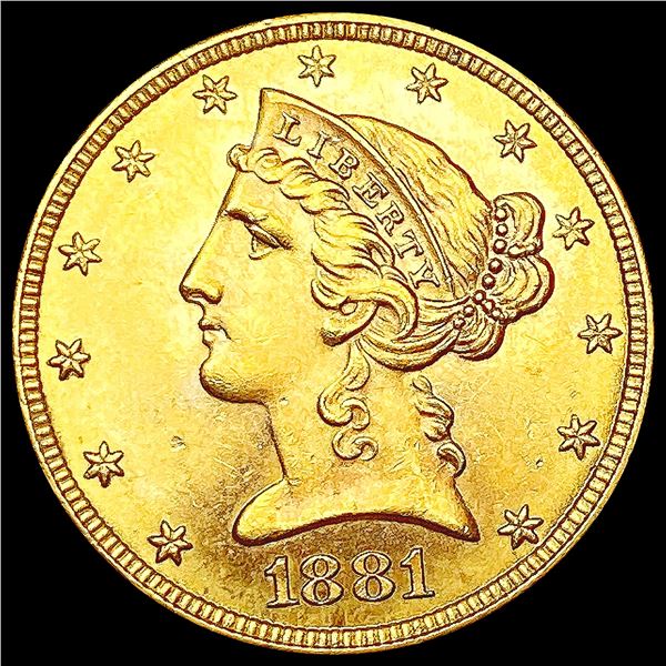1881 $5 Gold Half Eagle UNCIRCULATED